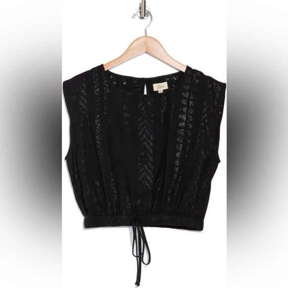 NWT! Elan Designer Metallic Drawstring Hem Cover-Up Tank, Women’s Small, Black - Picture 1 of 9